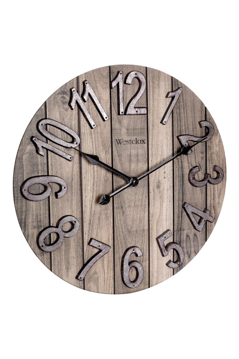 Barn Farmhouse Clock, Alternate, color, BROWN