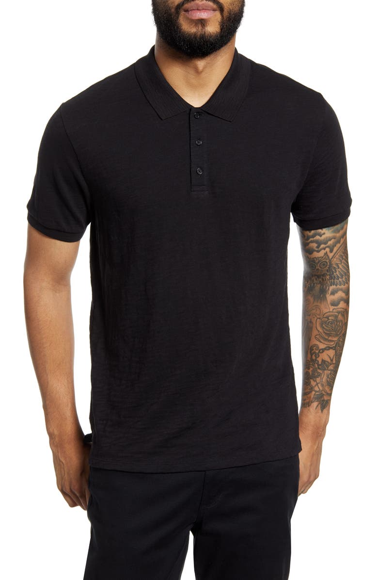 Vince Cotton Slub Jersey Polo, Main, color, Black