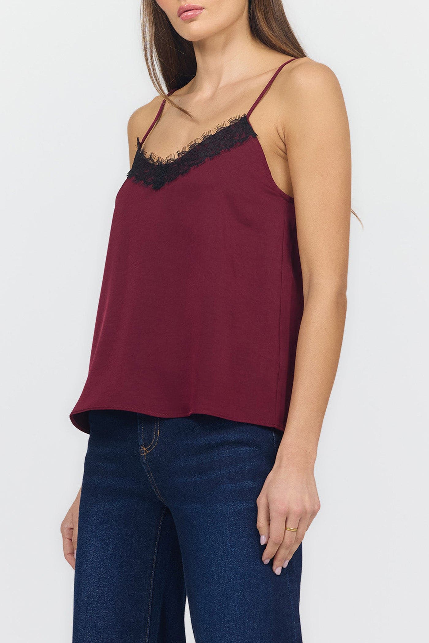 Dear John Alexandria Lace Trim Satin Tank (Women) | Nordstrom