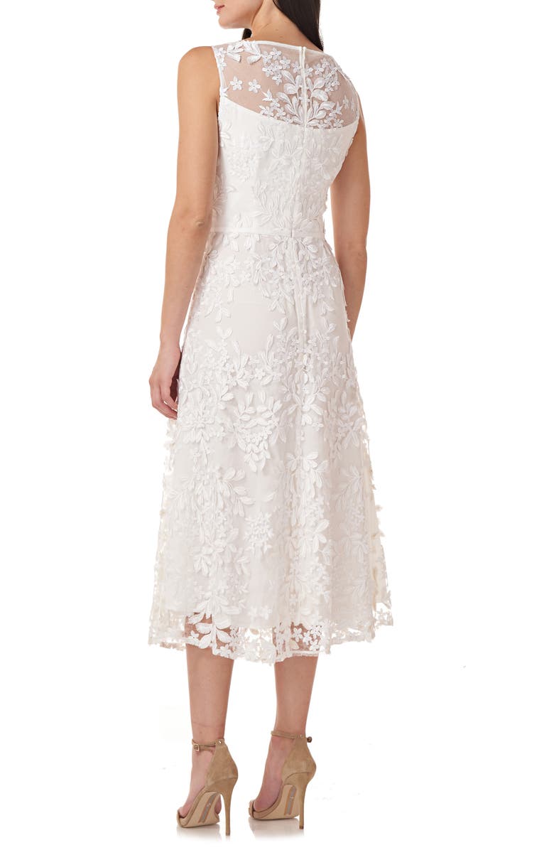 JS Collections JS Collection Floral Appliqué Midi Cocktail Dress, Alternate, color, 