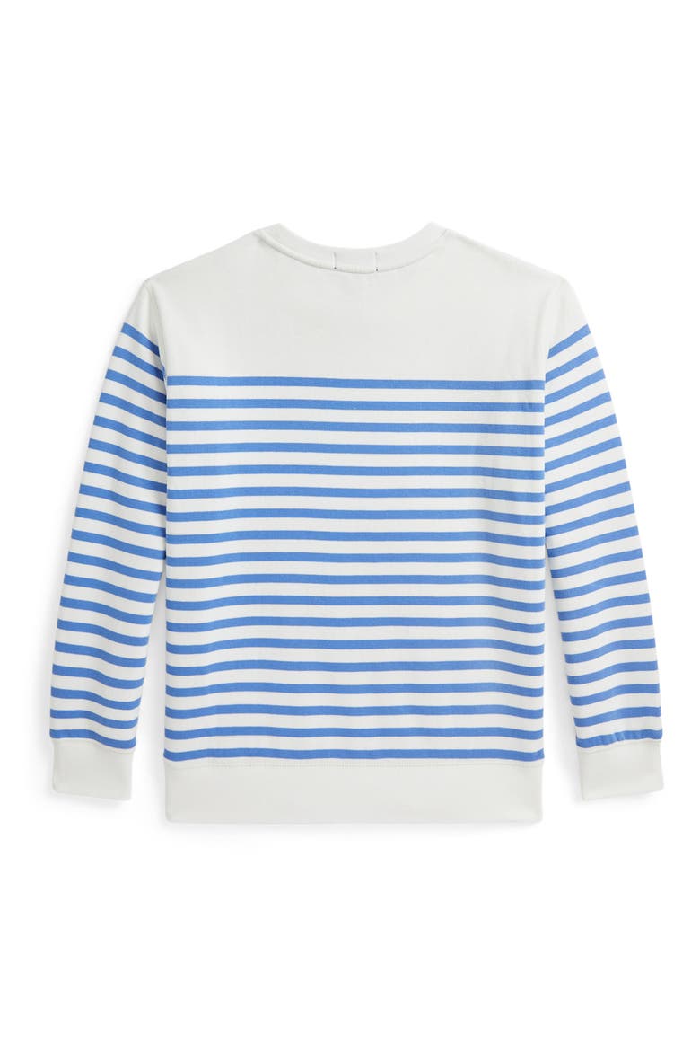 Kids' Stripe Polo Bear Graphic Sweatshirt, Alternate, color, NEVIS/ SCOTTSDLE BLUE BEAR