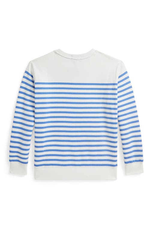 Polo Ralph Lauren Kids' Stripe Polo Bear Graphic Sweatshirt In White