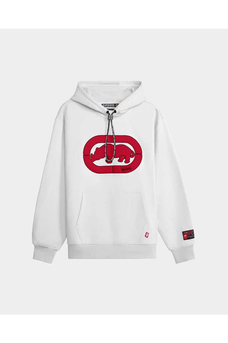 Chenille Rhino Brand Hoodie, Main, color, White