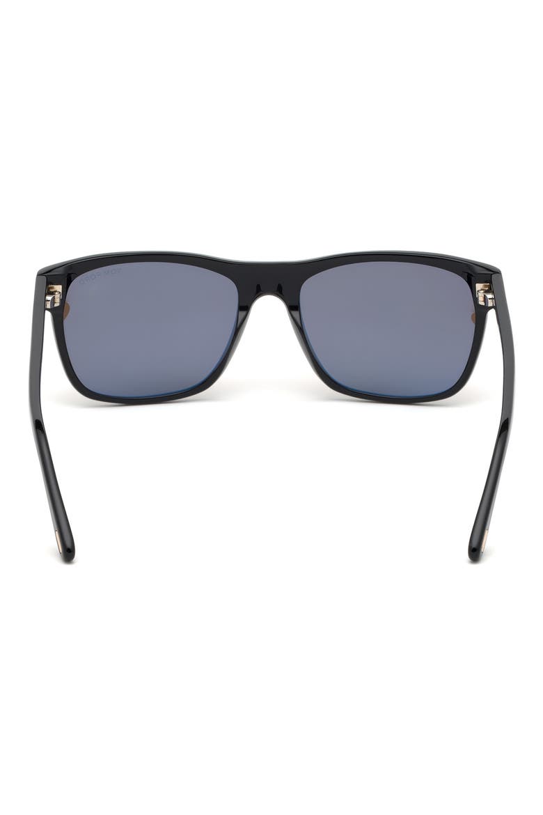 Giulio 57mm Geometric Sunglasses, Alternate, color, SHINY BLACK / BROWN
