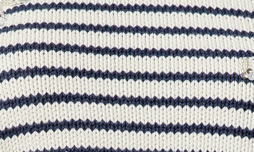 English Factory Bow Detail Short Sleeve Sweater In Off White/navy