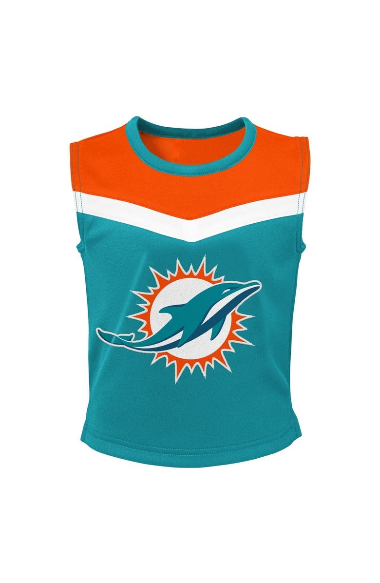 Outerstuff Girls Preschool Aqua Miami Dolphins Spirit Cheerleader Two-Piece Set with Bloomers, Alternate, color, Aqua