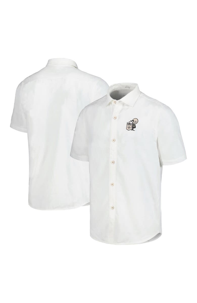 Tommy Bahama Men's Tommy Bahama White New Orleans Saints Sport Coconut Point Palm Vista IslandZone Button-Up Camp Shirt, Main, color, White