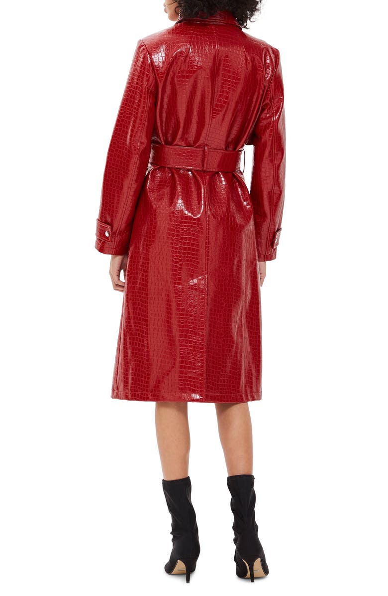 Topshop Croc-Embossed Trench Coat, Alternate, color, 