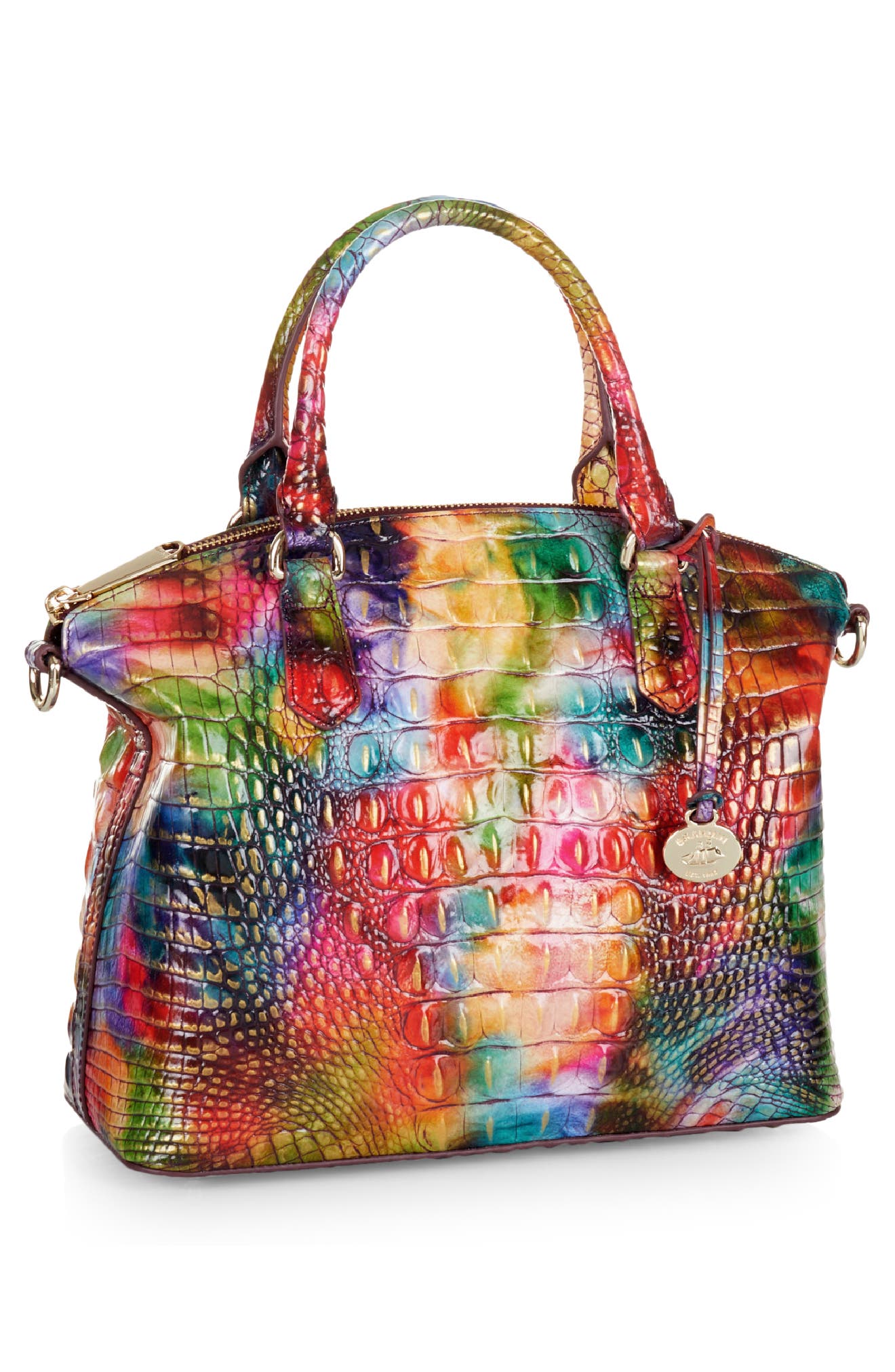 Brahmin Duxbury Croc Embossed Leather Satchel, Alternate, color, 