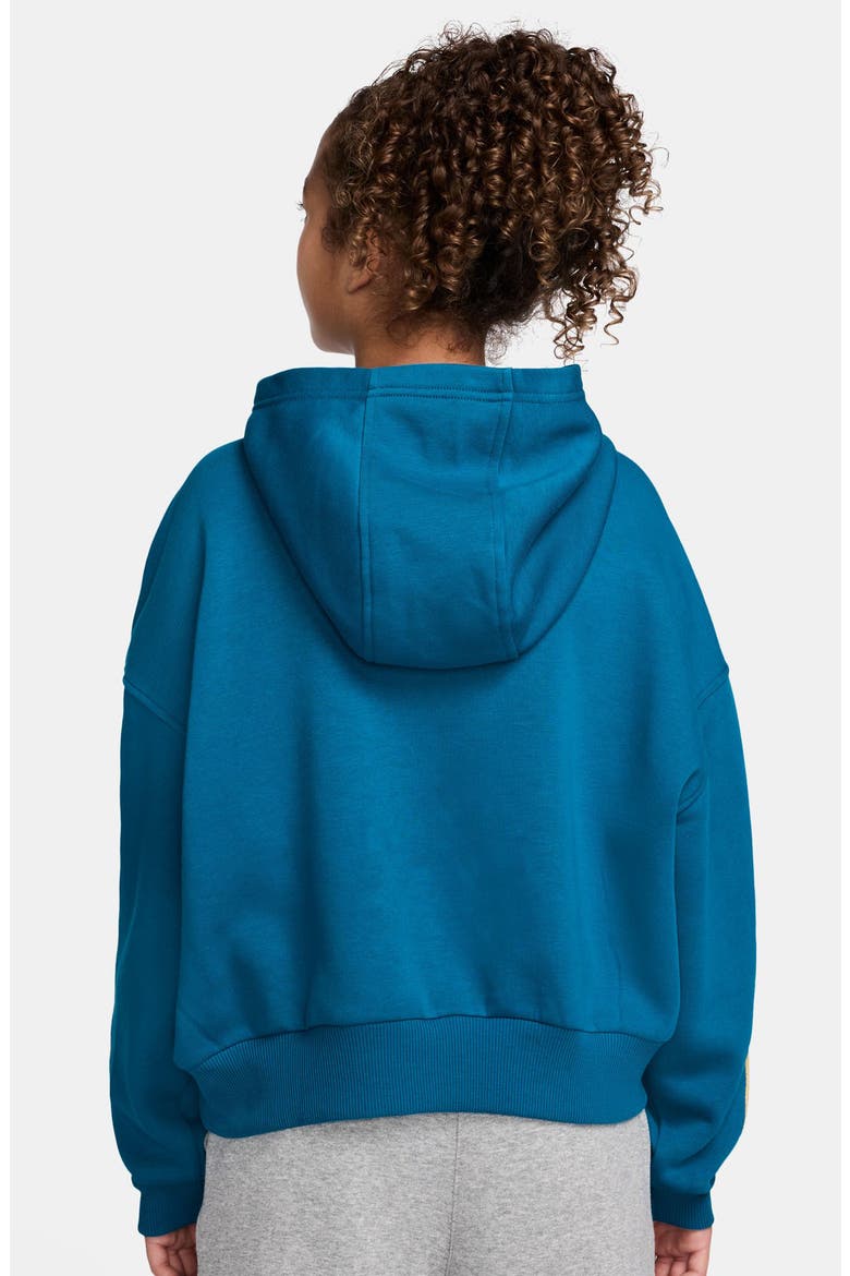 Kids' Relaxed Fit Cotton Blend Fleece Hoodie, Alternate, color, GREEN ABYSS/ METALLIC GOLD