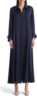 TWP Jenny's Long Sleeve Silk Maxi Shirtdress