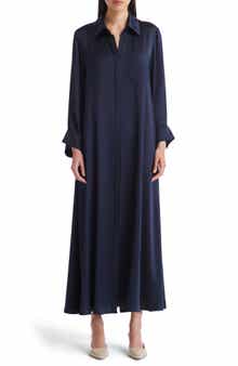 TWP Jenny's Long Sleeve Silk Maxi Shirtdress