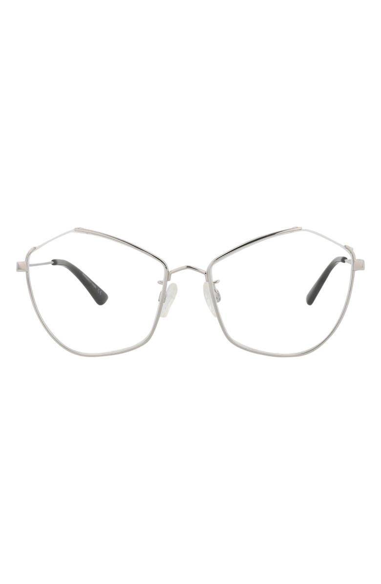 McQueen 56mm Cat Eye Optical Glasses, Main, color, Silver Silver Transparent