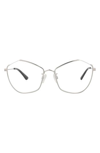 Alexander Mcqueen Mcqueen 56mm Cat Eye Optical Glasses In Silver Silver Transparent