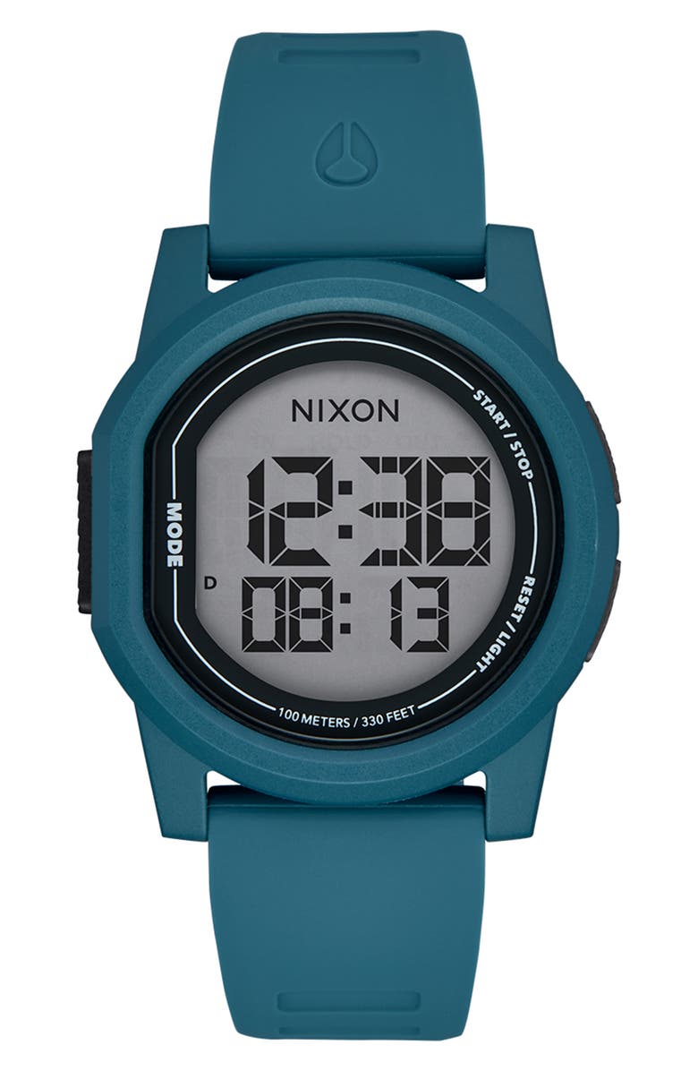 Nixon Disk Chronograph Rubber Strap Watch, 39mm, Main, color, Oceanic / Oceanic / Positive