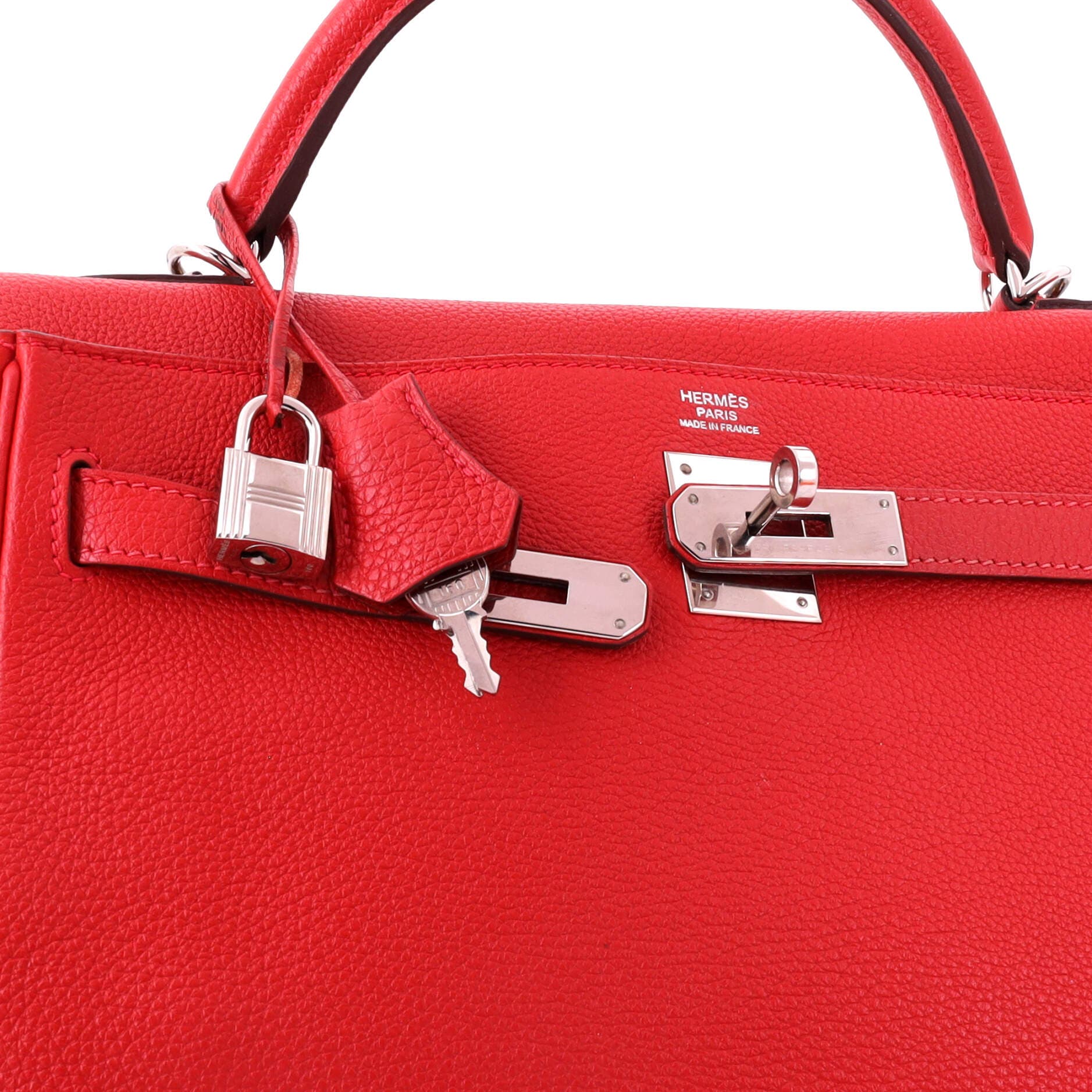 Pre-Owned Hermes Kelly Handbag Red Togo with Palladium Hardware 32, Alternate, color, Rouge Piment