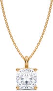 ALLUREZ Cushion Solitaire Lab Diamond Pendant Necklace 14K 3.0ct