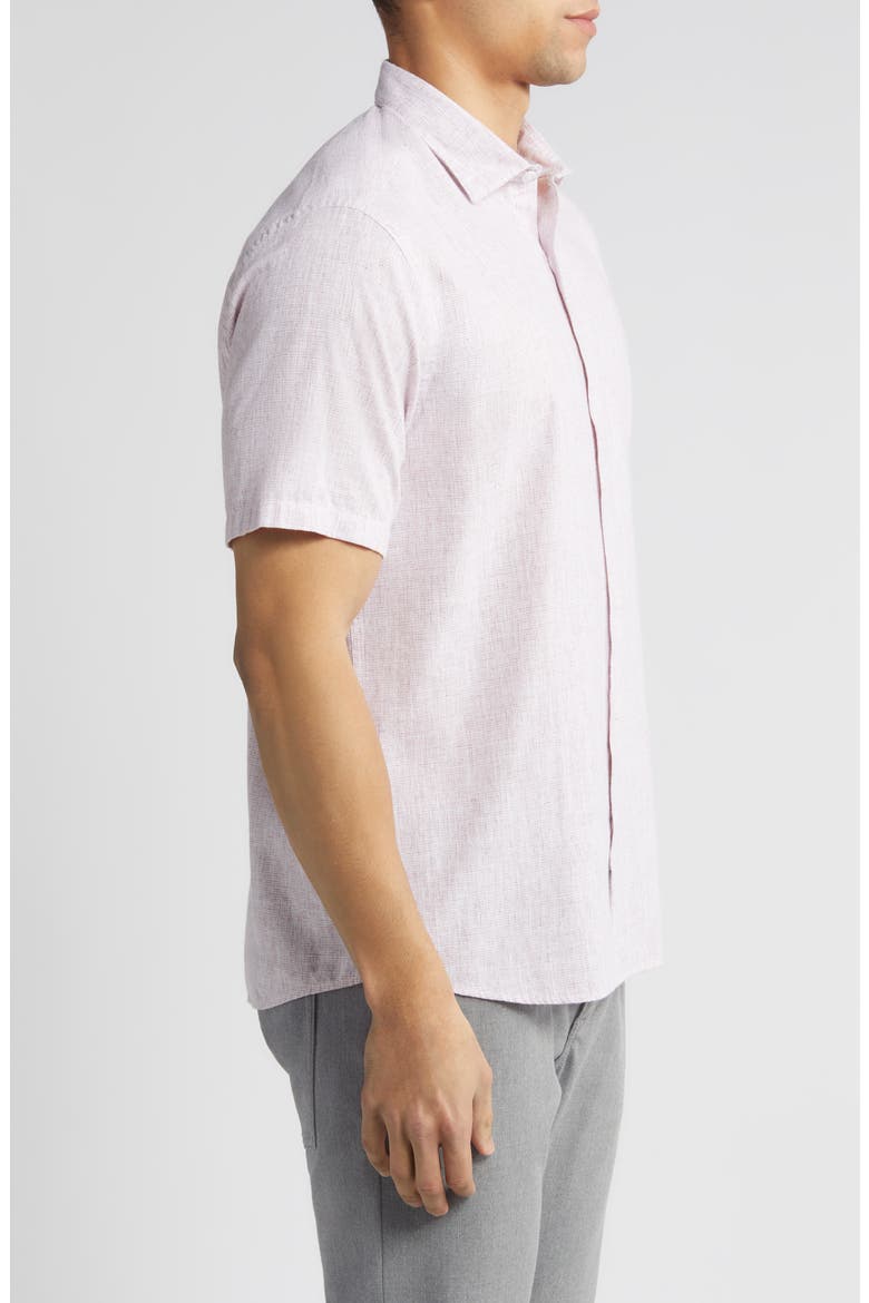 Legato Short Sleeve Button-Up Shirt, Alternate, color, PINK