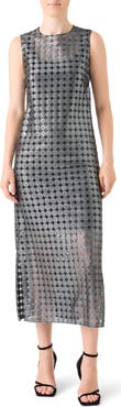 Akris punto Metallic Dot Semisheer Sleeveless Dress