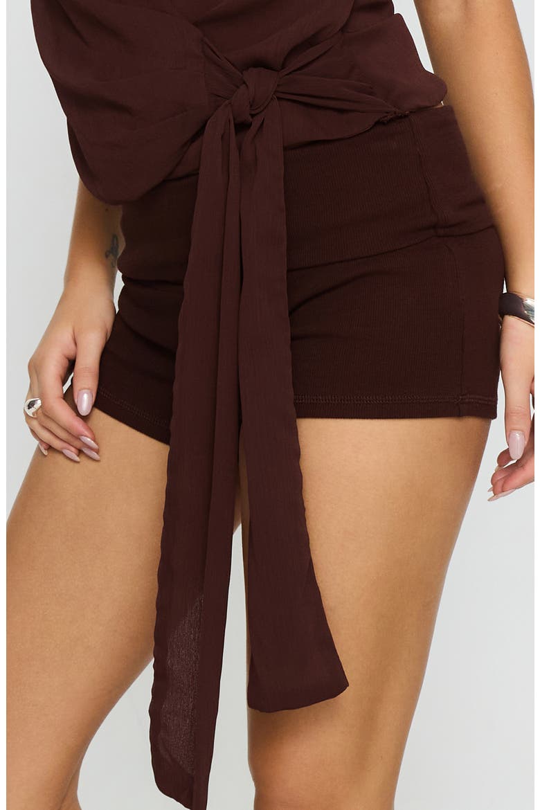 Baseline Foldover Rib Stretch Cotton Shorts, Alternate, color, CHOCOLATE