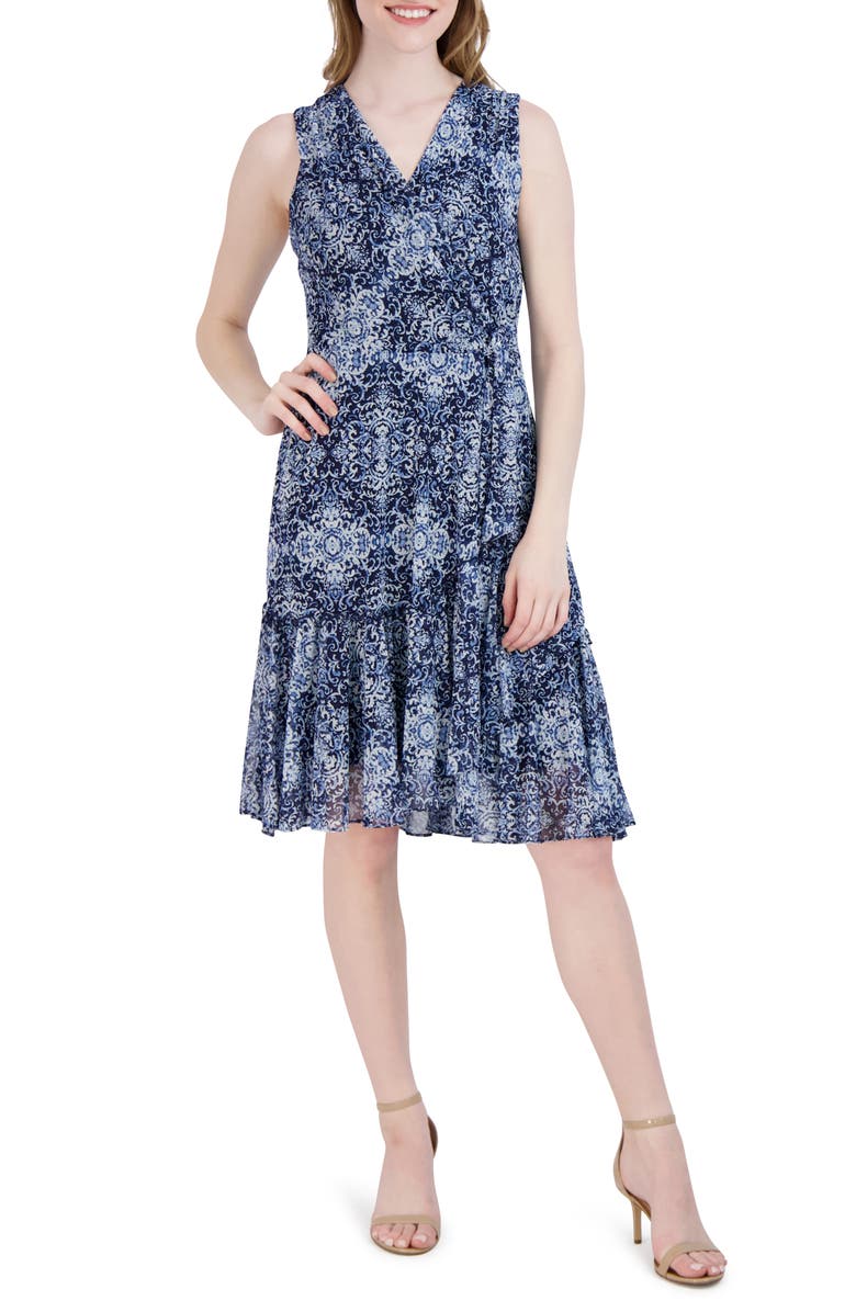 Robbie Bee Faux Wrap Midi Dress, Main, color, 