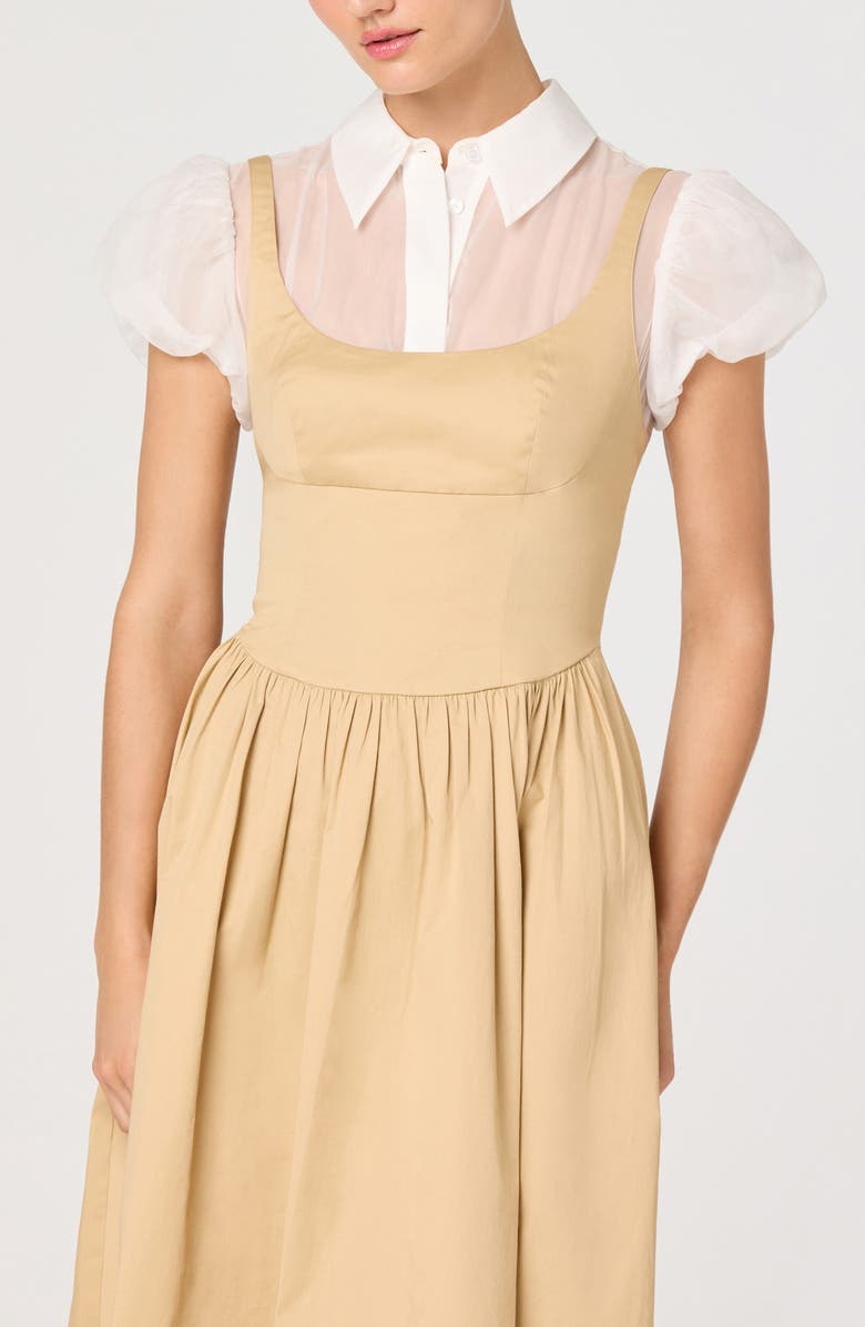 ASTR the Label Carrington Mixed Media Midi Dress, Alternate, color, Khaki White