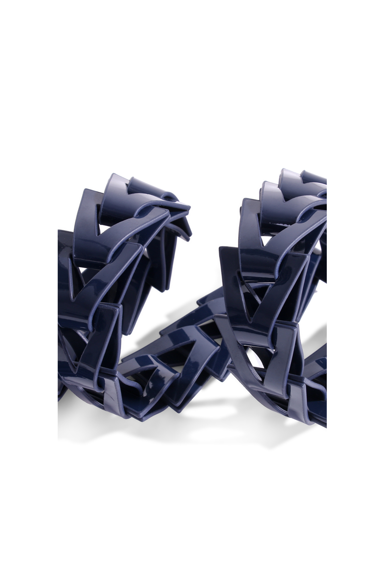 Triangle Loop Belt in Patent Leather, Alternate, color, Navy