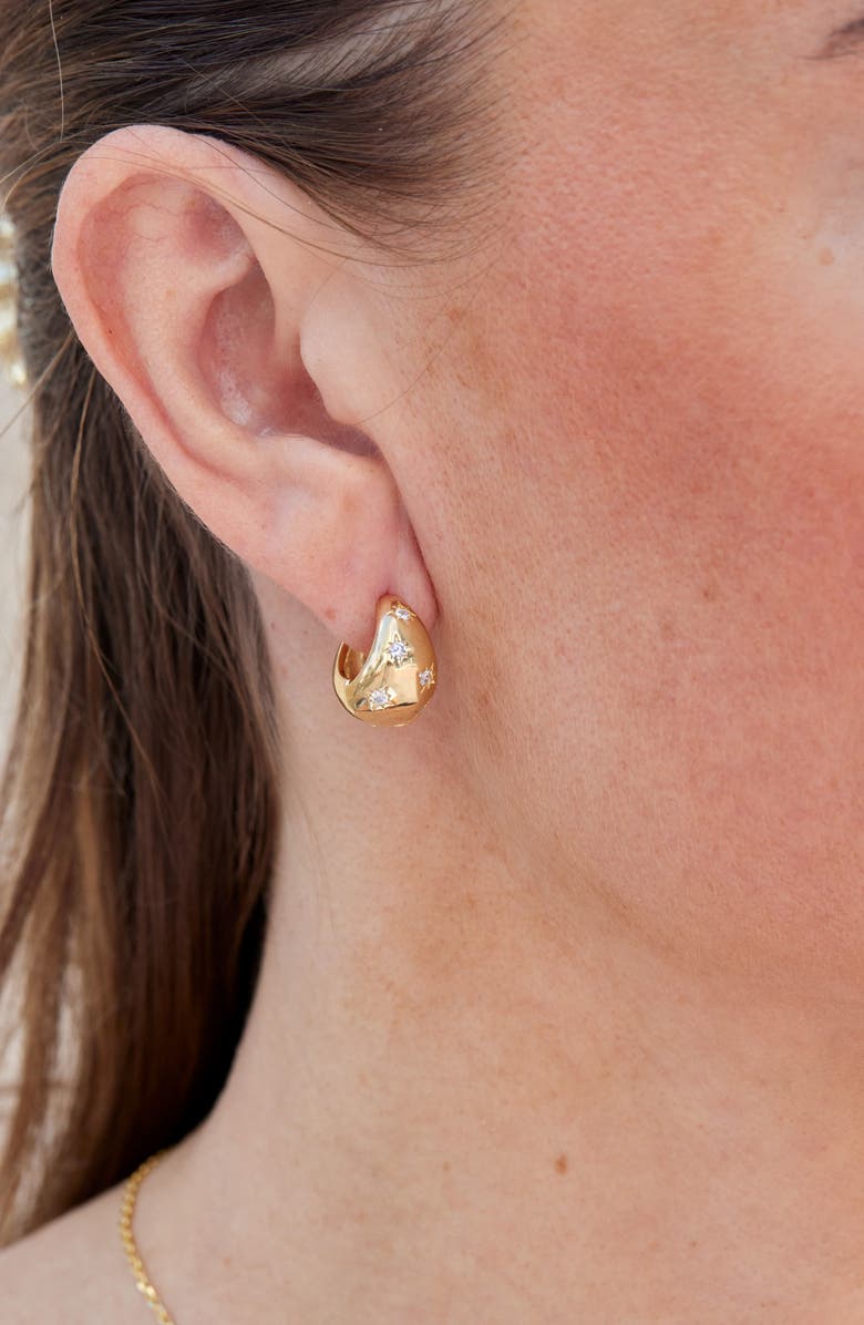 SAVVY CIE JEWELS Starbust Puffy Hoop Earrings, Alternate, color, 