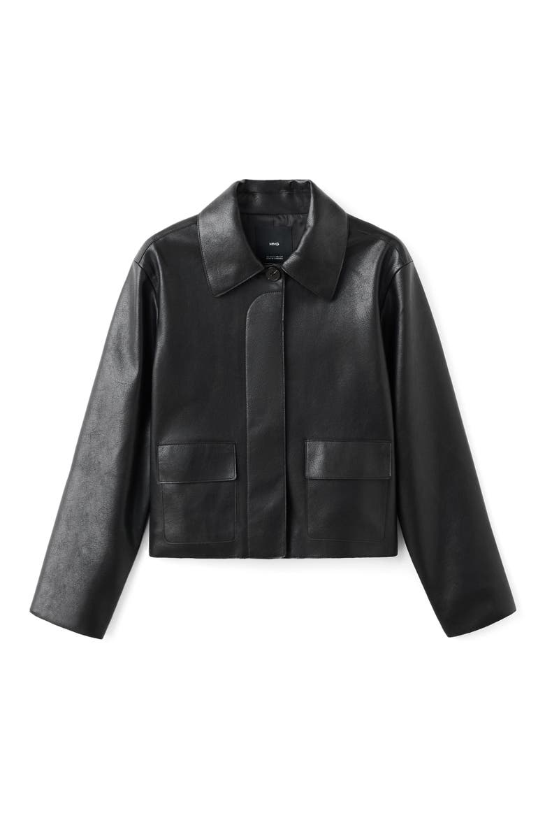 Sabina Faux Leather Jacket, Alternate, color, BLACK