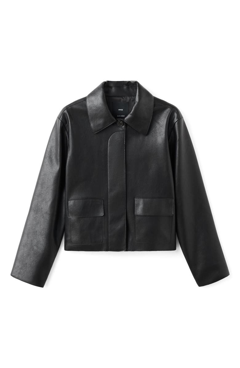 MANGO Sabina Faux Leather Jacket, Alternate, color, Black
