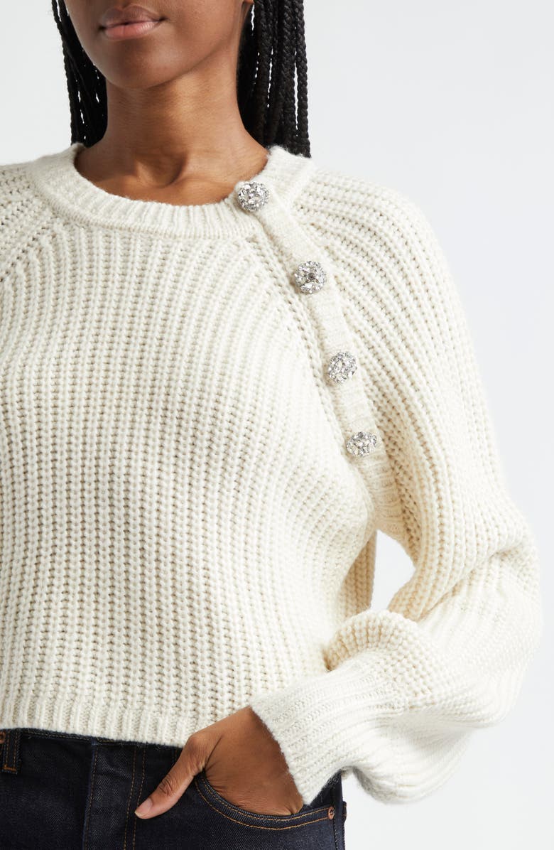 Cinq à Sept Keren Rhineston Button Sweater, Alternate, color, 