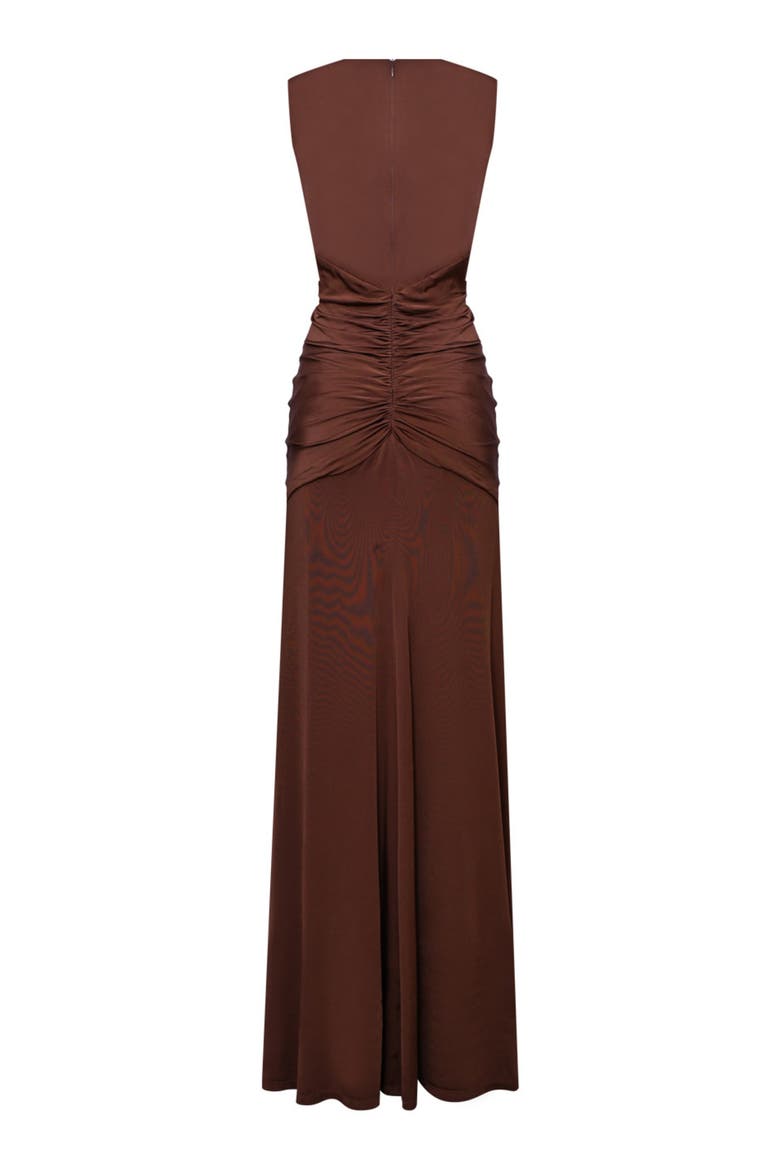 Moonlit Jersey Plunge Gown, Alternate, color, BROWN