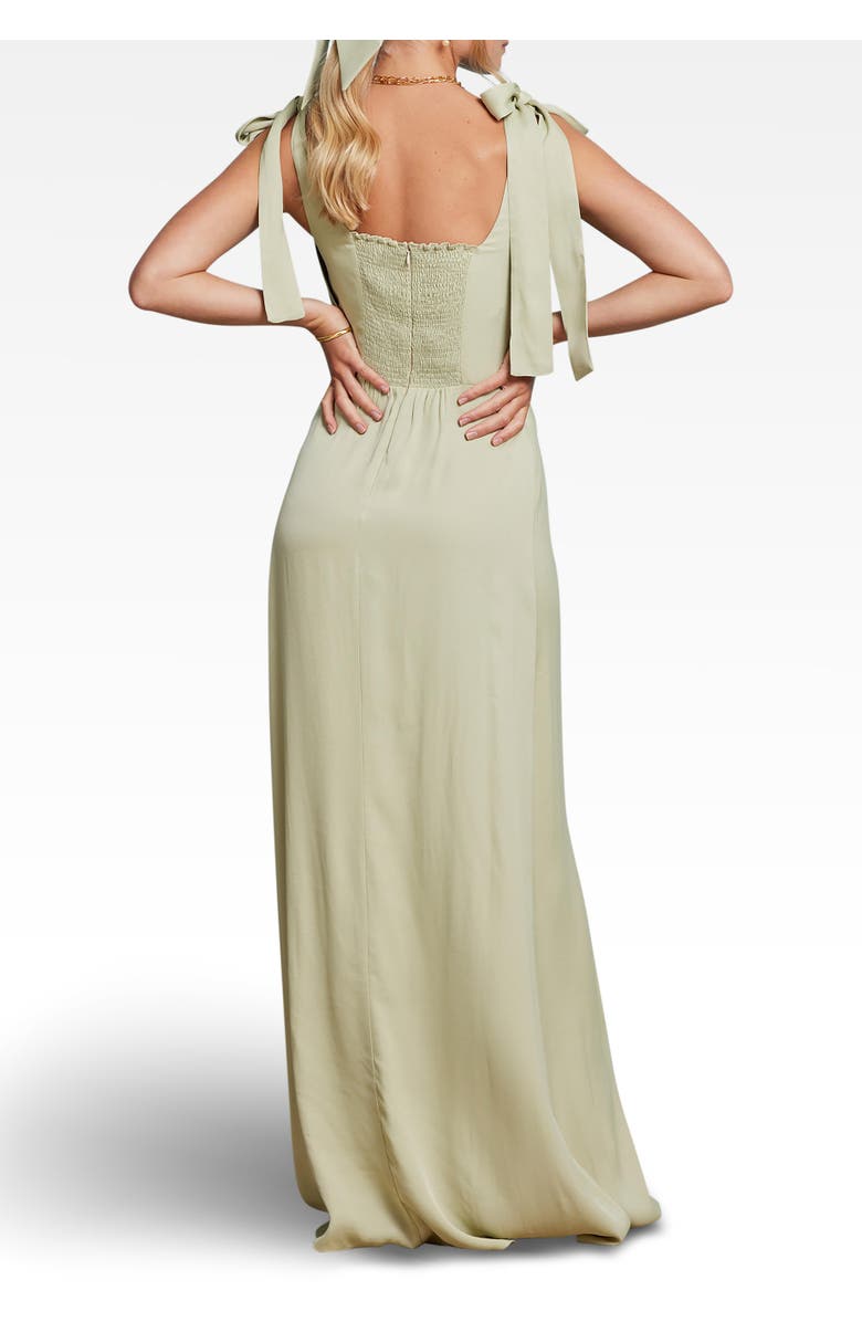Maids to Measure Allegra Tie Shoulder Bridesmaid Dress, Alternate, color, Sage Green