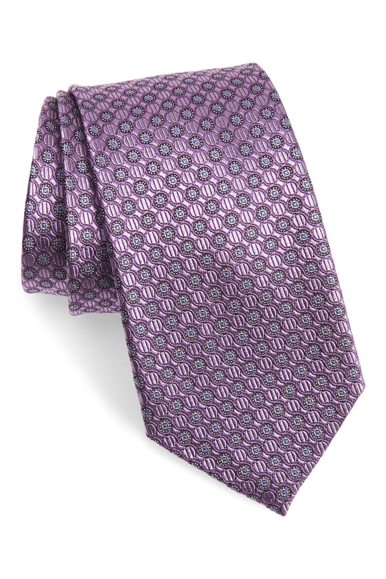 Neat Silk Tie, Main, color, PURPLE