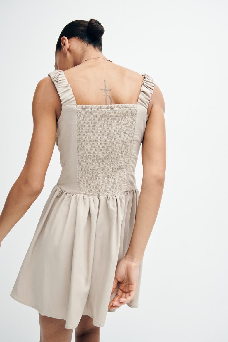 Gathered Twill Dress, Alternate, color, Dusty taupe