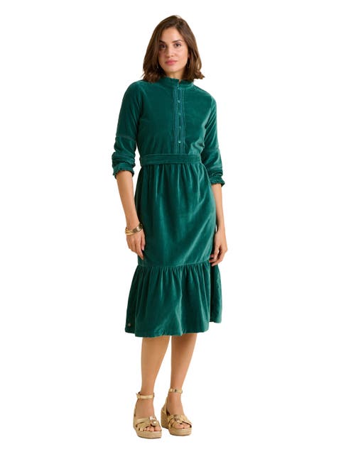 Starry 3/4 Sleeve High Neck Midi Dress