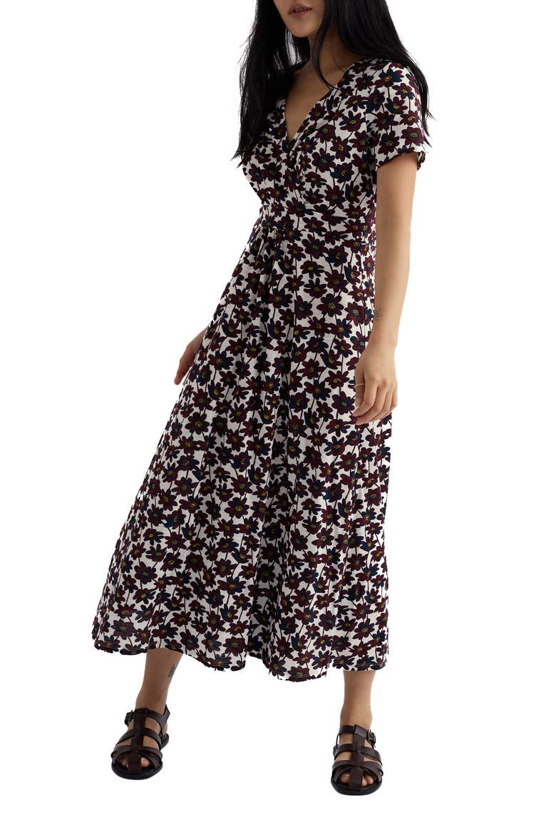 Chapelle Floral Organic Cotton Jersey Midi Dress, Main, color, Inked Cosmos Chalk