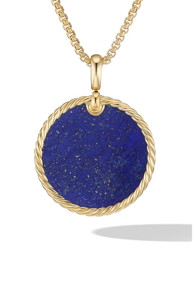 DY Elements® Disc Pendant in 18K Yellow Gold with Lapis, Main, color, 18K YELLOW GOLD