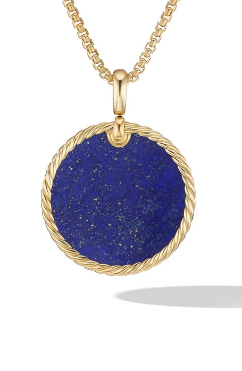 DY Elements® Disc Pendant in 18K Yellow Gold with Lapis