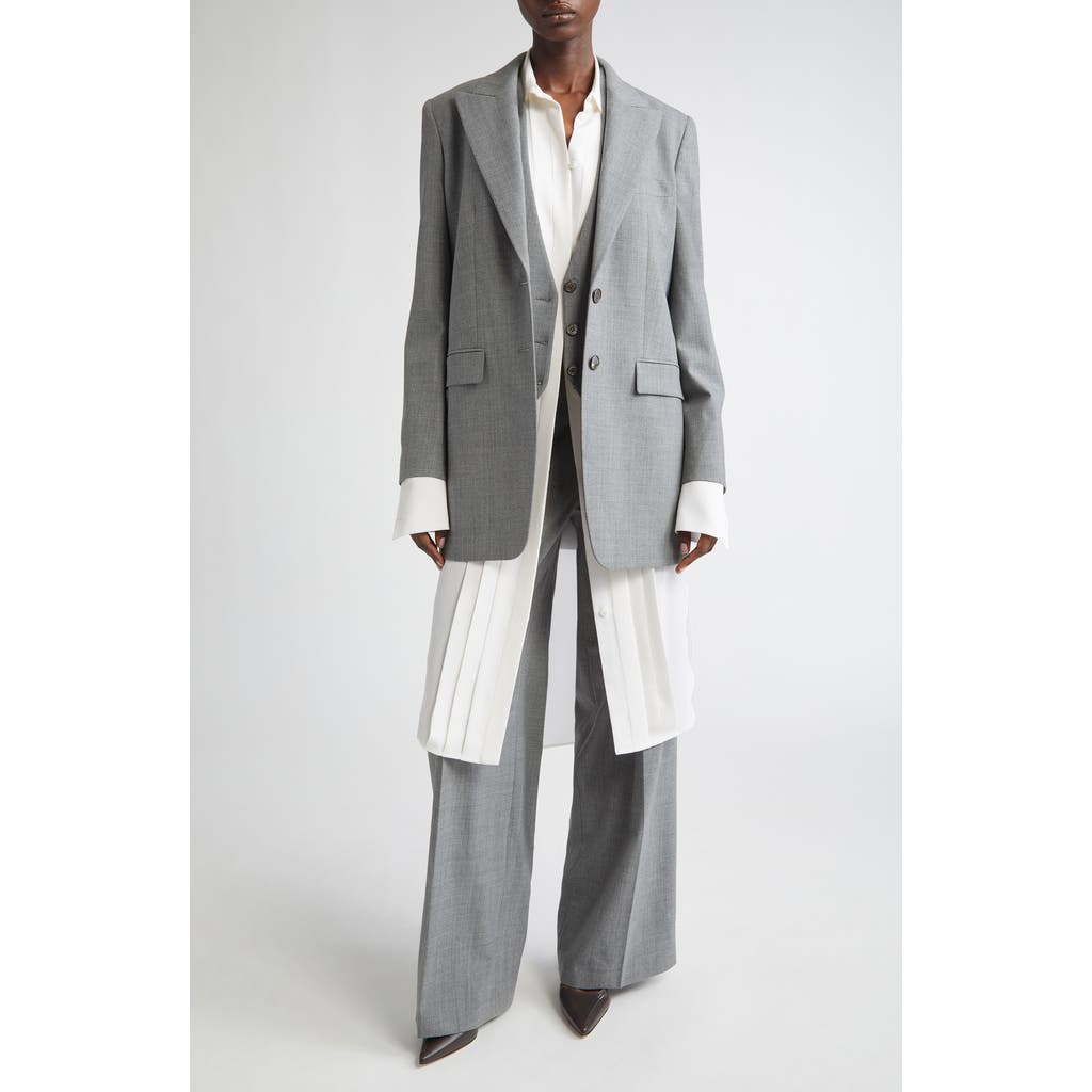 Michael Kors Collection Stretch Virgin Wool Boyfriend Blazer In Gray