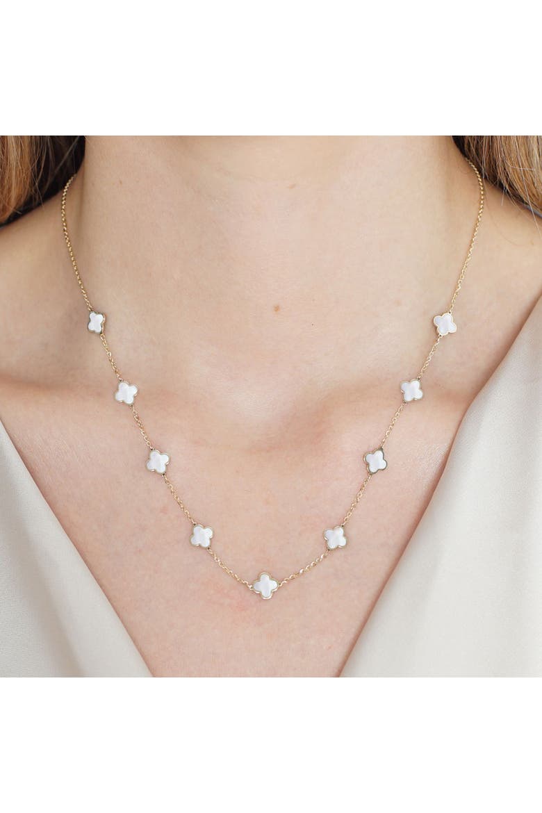 Mini Mother of Pearl Clover Necklace, Alternate, color, Mother of Pearl