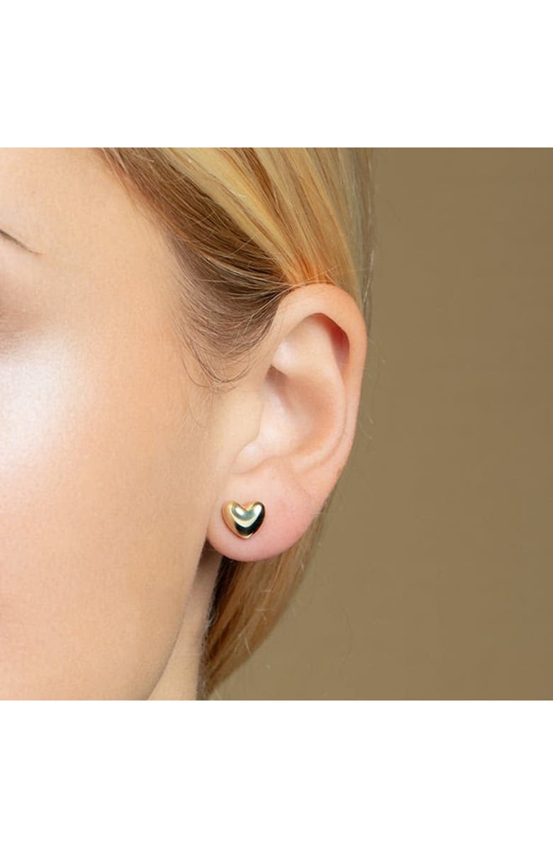 The Lovery Fine Jewelry Puffy Gold Heart Stud Earrings, Alternate, color, Yellow Gold