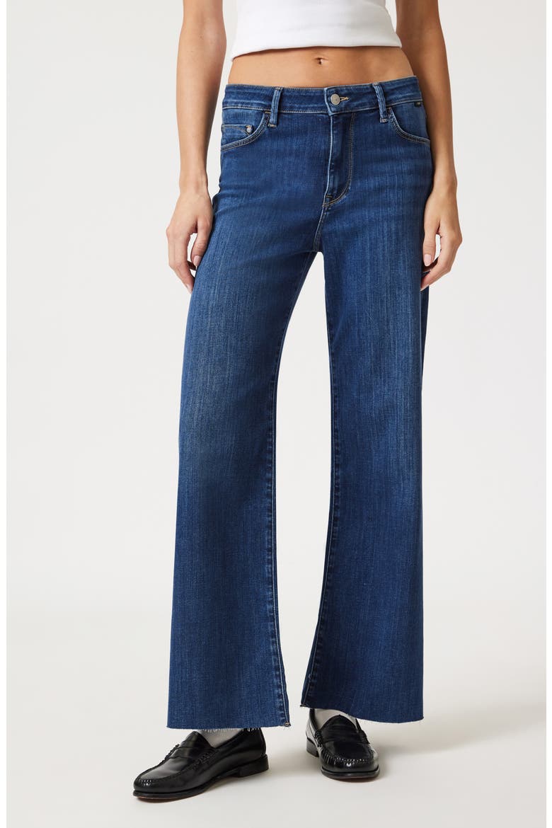 Raw Hem High Waist Wide Leg Jeans, Main, color, MID BRUSHED SUPERSOFT
