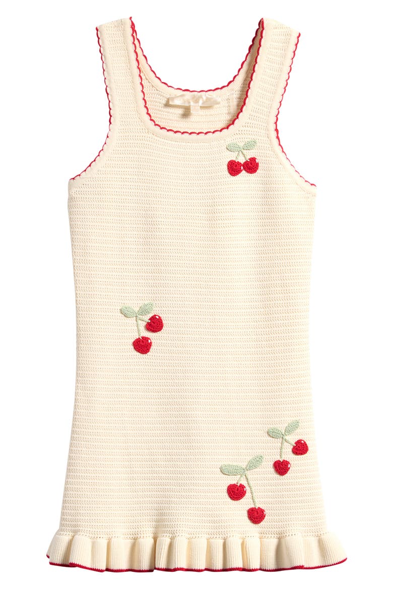 Kids' Ottie Cherry Print Crochet Dress, Main, color, CHERRY SAIL