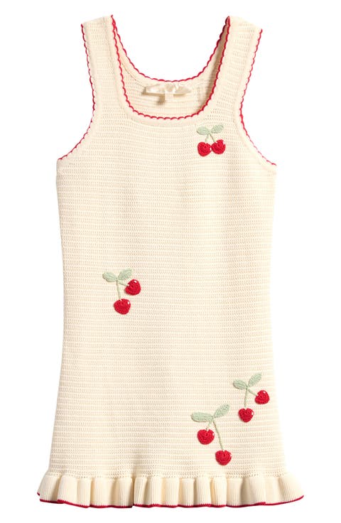 Kids' Ottie Cherry Print Crochet Dress (Big Kid)