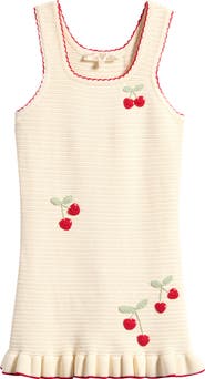 LoveShackFancy Kids' Ottie Cherry Print Crochet Dress