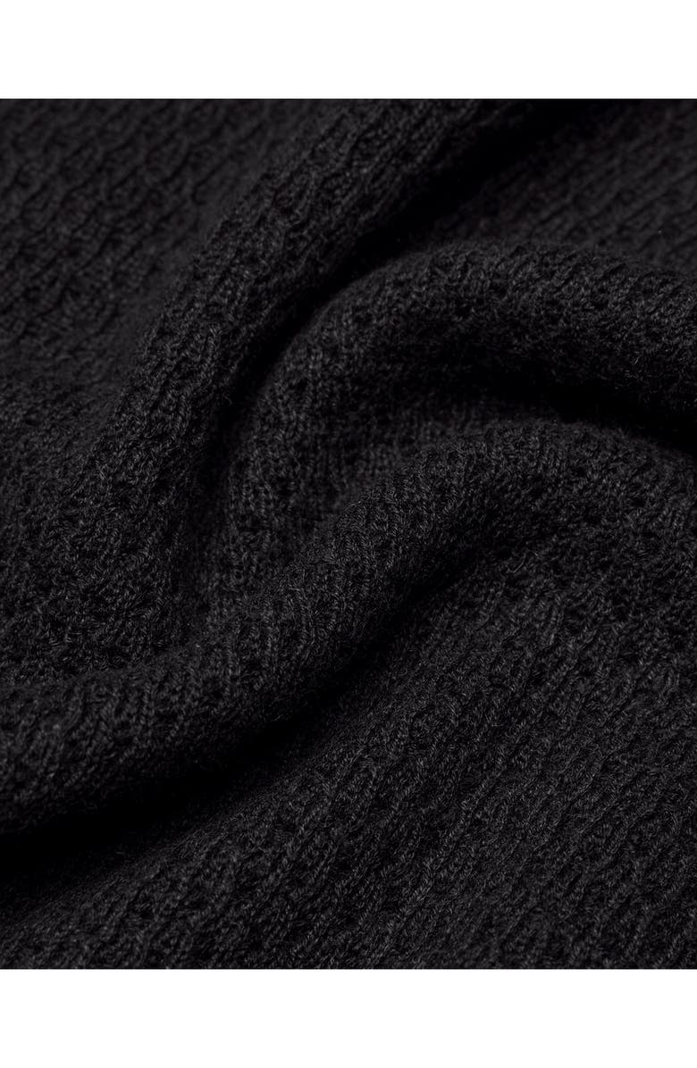 Reigning Champ Victor Johnny Collar Cotton & Linen Mesh Stitch Polo Sweater, Alternate, color, Black