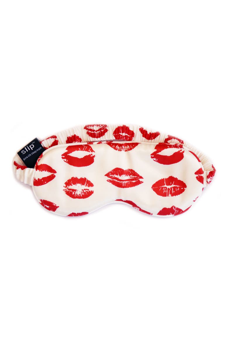 slip™ for beauty sleep Slipsilk™ Red Kisses Pure Silk Sleep Mask (Limited Edition), Main, color, RED KISSES