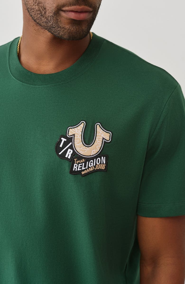 True Religion Embroidered Patch Graphic T-Shirt, Alternate, color, Dark Green
