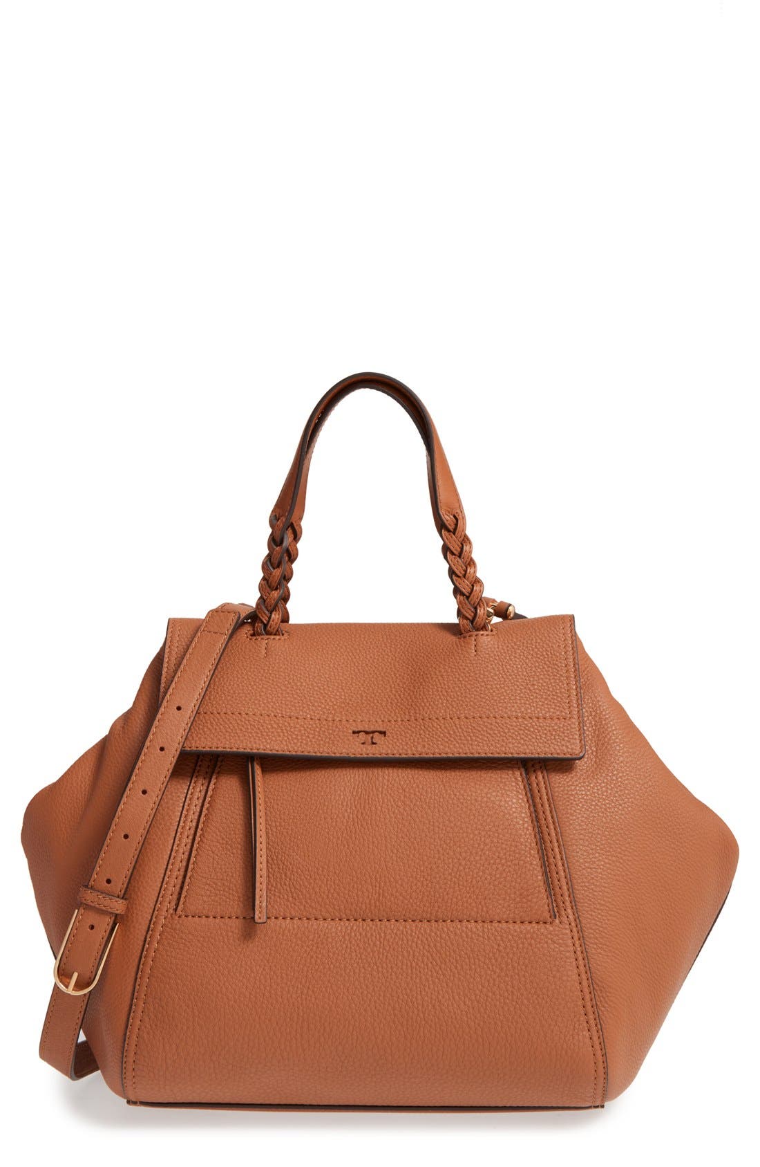 Tory Burch 'Half-Moon' Leather Satchel, Main, color, 